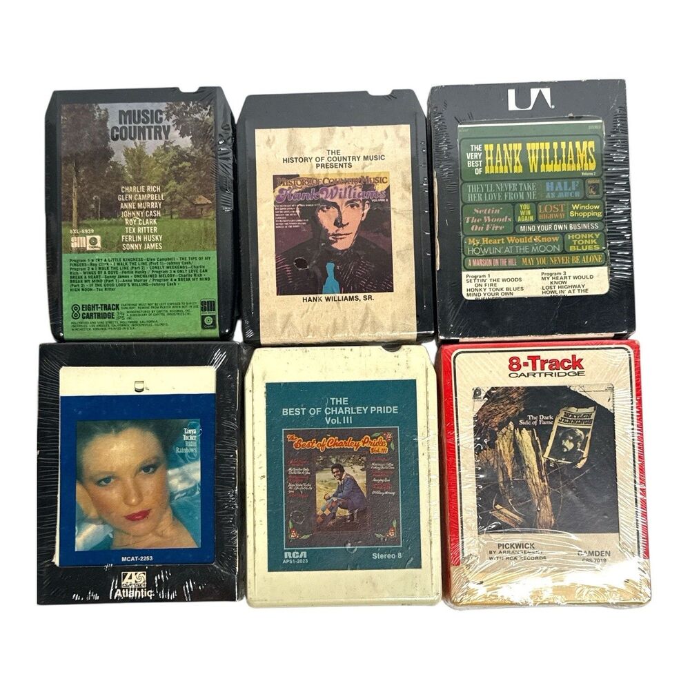 Vintage Country 8 Track Tape Lot Hank Williams Waylon Jennings Charley Pride